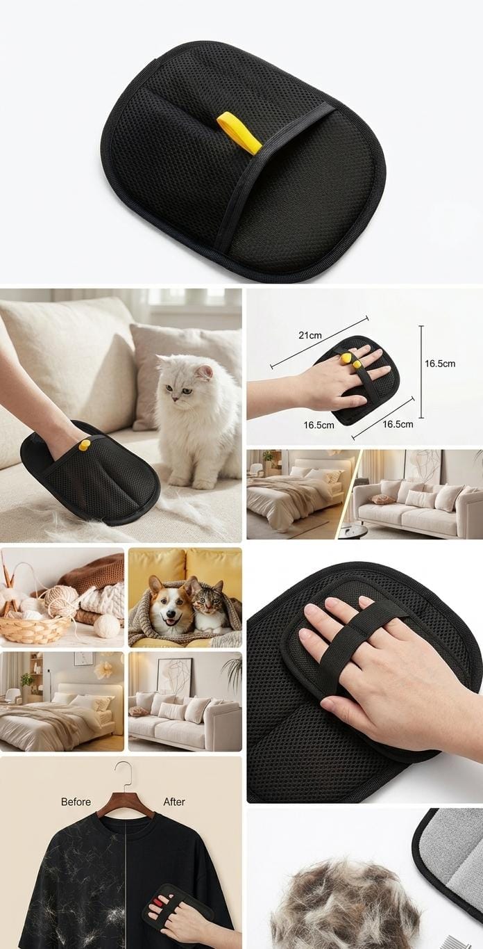 Tierhaarentfernungs-Handschuh – Wiederverwendbarer Fussel- & Fellentferner-Handschuh